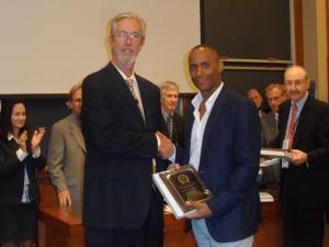 Barton Morris receives plaque at Harvard Law School, July 2013