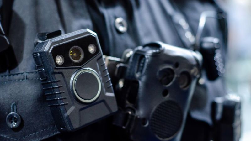 body camera worn by a police officer