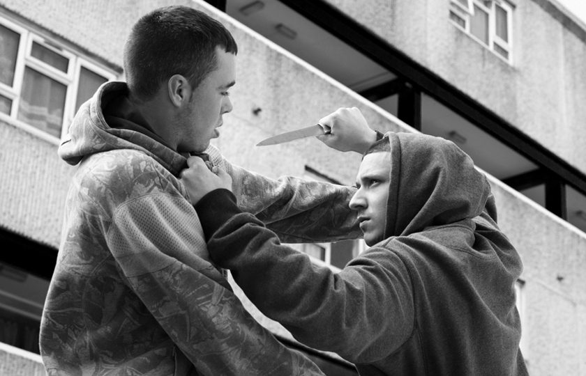 Man Assault With Knife man threatening another man with knife, assault with deadly weapon