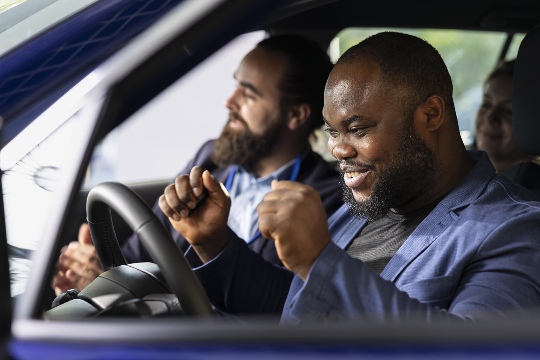 Couple driving in the car